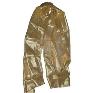 Silk Blend Gold Metallic Shimmer Scarf Wrap Handkerchief Pocket Square 48" X 13"